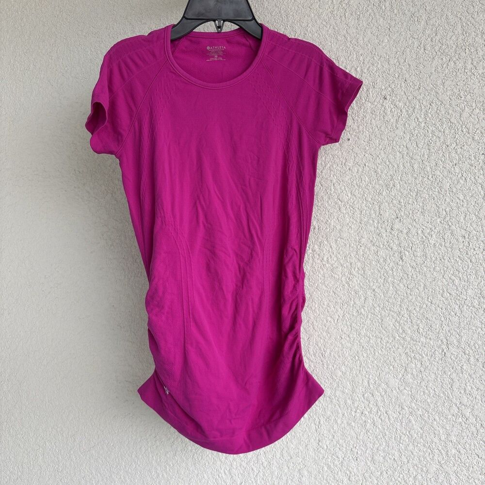 Athleta Hot Pink (Barbie-Pink) Short Sleeve Athletic Performance Top Size XS